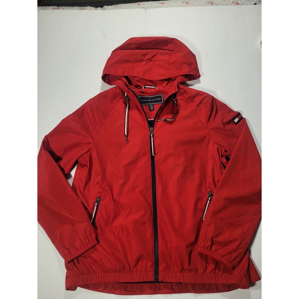 Tommy Hilfiger Women’s Hooded Windbreaker Jacket – Red – Size S/CH #F